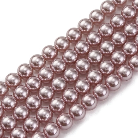 Baking Painted Pearlized Glass Pearl Round Bead Strands PEAR-H019-02B-03-1