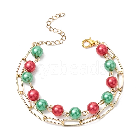 Chrismas Theme Double Layer Multi-strand Bracelets BJEW-JB101004-1