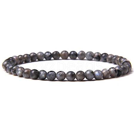 4mm Round Natural Labradorite Beads Bracelet for Men X-KG3069-10-1