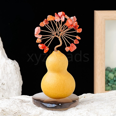 Natural Carnelian Chips Tree of Life Decorations with Gourd Base PW-WG64E85-03-1