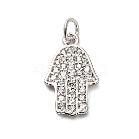 925 Sterling Silver Micro Pave Clear Cubic Zirconia Hamsa Hand Pendants STER-U009-05P-1