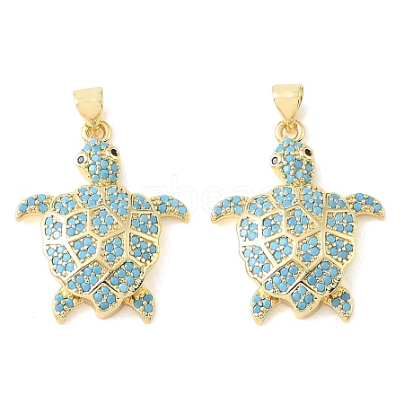 Brass Micro Pave Sky Blue Cubic Zirconia Pendants CU-CBA6938-05G-03-1