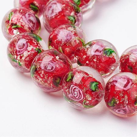 Handmade Gold Sand Lampwork Beads Strands LAMP-E015-02B-1