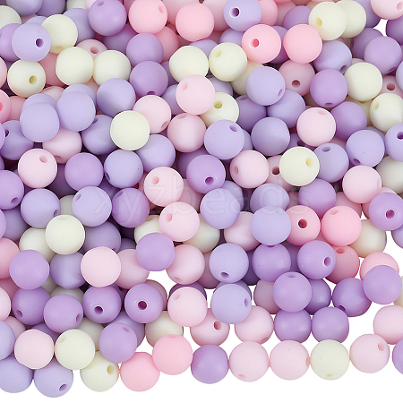 500Pcs Rubberized Style Imitated Silicone Acrylic Beads OACR-SP0001-33B-1