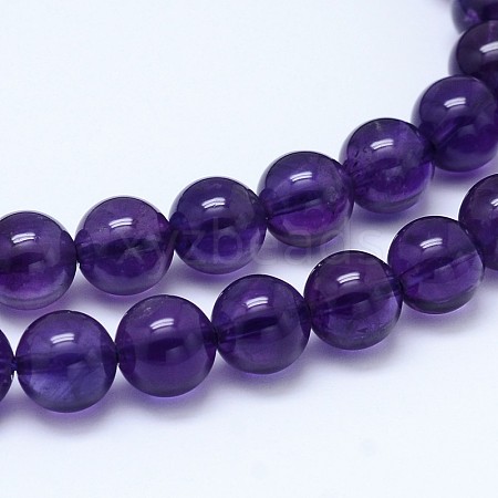 Natural Amethyst Round Bead Strands G-M212-6mm-04A-1