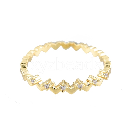 Clear Cubic Zirconia Wave Finger Ring RJEW-N030-16-1