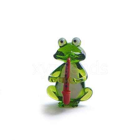 Hand Blown Art Glass Saxophone Frog Figurines Statues for Garden Home Office Desktop Ornaments PW-WG701DB-01-1