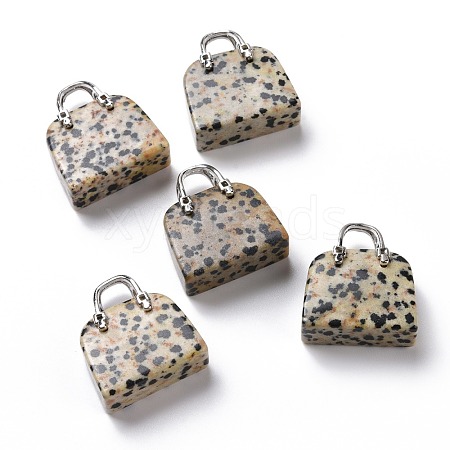 Natural Dalmatian Jasper Brass Pendants KK-E274-01P-015-1