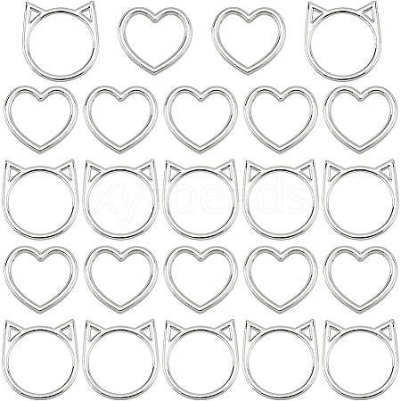 BENECREAT 24Pcs 2 Style Alloy Linking Rings FIND-BC0003-32-1