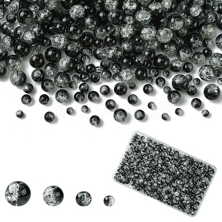 400Pcs 4 Styles Spray Painted Crackle Glass Beads CCG-YW0001-20I-1