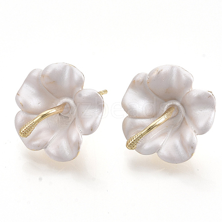 Spray Painted Alloy Stud Earring Findings PALLOY-N152-10G-1