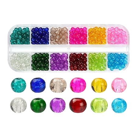 540Pcs 12 Colors Spray Painted Crackle Glass Beads Strands CCG-YW0001-08-1