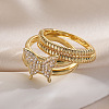 2Pcs Brass Micro Pave Cubic Zirconia Cuff Rings PW-WG0BADE-01-1