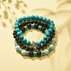 3Pcs 3 Style Natural & Synthetic Mixed Gemstone Beaded Stretch Bracelets Set with Alloy Starfish for Women BJEW-JB08185-2