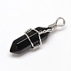 Faceted Bullet Natural Dyed & Heated Black Agate Double Terminated Pointed Pendants G-J260-B02-1