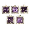 Natural Amethyst Faceted Square Charms G-I375-06G-01-1