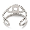 Non-Tarnish 304 Stainless Steel Hollow Evil Eye Open Cuff Ring for Women RJEW-I098-09P-3