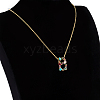 Golden Brass Micro Pave Cubic Zirconia Initial Pendants Necklaces NJEW-S069-JN002-B-2