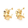 Ion Plating(IP) 304 Stainless Steel Flower Stud Earrings EJEW-Z068-29G-1