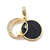 Synthetic Blue Goldstone Clear Cubic Zirconia Pendants KK-E015-26G-2