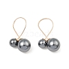 Shell Pearl Round Dangle Stud Earrings EJEW-Z024-07G-1