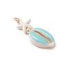 Cowrie Shell Enamel & Synthetic Turquoise Starfish Pendants PALLOY-JF03406-01-3