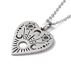 Hollow Heart 304 Stainless Steel Pendant Necklaces NJEW-C033-01C-P-1
