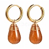 Teardrop Natural Crackle Agate Beads Huggie Hoop Earrings EJEW-JE04603-7