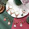 Christmas Theme Electroplate Glass Beads & Alloy Enamel Wine Glass Charms AJEW-JO00256-5