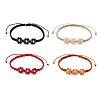 Flower Glass Braided Bead Bracelets BJEW-JB11079-1