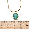 Imitation Cat Eye Oval Pendant Necklace with Round Snake Chains NJEW-G085-06G-4