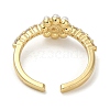 Flower Rack Plating Brass Micro Pave Cubic Zirconia Cuff Finger Rings for Women RJEW-C114-05G-3