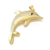 Dolphin Rack Plating Brass Micro Pave Cubic Zirconia Pendants KK-U019-26G-1