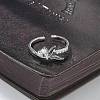 Fishtail with Heart Clear Cubic Zirconia Cuff Rings RJEW-G337-04P-2