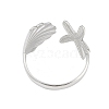 304 Stainless Steel Starfish & Shell Open Cuff Rings for Women LS-RJEW-C095-09P-3