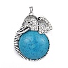 Antique Silver Tone Alloy Resin Animal Big Pendants PALLOY-J346-06AS-1