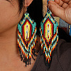 New Chinese Style Handmade Glass Seed Beads Tassel Dangle Earrings ZA0081-4