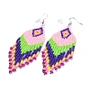 Glass Seed Braided Rhombus with Tassel Chandelier Earrings LS-EJEW-H084-04P-2