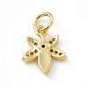Brass Micro Pave Clear Cubic Zirconia Leaf Charms ZIRC-F132-42G-2