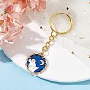 Moon/Flat Round with Rabbit Alloy Enamel Pendant Keychain KEYC-JKC00623-4