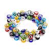 Handmade Lampwork Flat Round Evil Eye Beads Chains for Necklaces Bracelets Making AJEW-JB00110-01-2