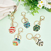 CHGCRAFT 1 Set Monstera Leaf Alloy Enamel Keychain KEYC-CA0001-33-4