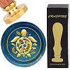 Brass Wax Seal Stamps with Rosewood Handle AJEW-WH0412-0325-1