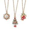 3Pcs 3 Styles Christmas Tree Bell Flower Alloy Enamel Pendant Necklaces for Women NJEW-JN05130-02-2