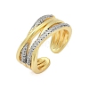 Brass Micro Pave Cubic Zirconia Open Cuff Ring for Women RJEW-F177-03GP-10-2