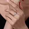 Rhodium Plated 925 Sterling Silver Micro Pave Cubic Zirconia Finger Rings for Women WGD6E9D-09-3