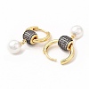 Plastic Pearl Dangle Hoop Earrings with Cubic Zirconia Rondelle Beaded EJEW-G341-08G-3