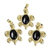 Natural Obsidian & Brass Pendants KK-F887-01G-04-1