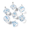 7 Styles Transparent Resin Polyhedral Dice Pendants Set RESI-A029-01I-1