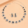 Flat Round Rhinestone Pendant Necklaces & Stud Dangle Earrings Sets WG2D6BD-02-1